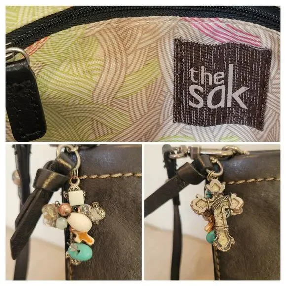 THE SAK Iris Purse Black Leather 3-Way Demi Clutch Adjustable Crossbody Bag - Picture 9 of 12